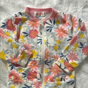 Monkey Bars Floral Zip-Up Jacket with Pink and Yellow Flowers Spring